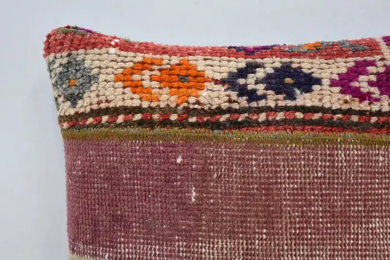 Vintage Kilim Throw Pillow, Bright Cushion, Anatolian Pillow Case, Ethnical Kilim Rug Pillow, Vintage Pillow, Cushion, 14x14 Purple Cushion Case - 2