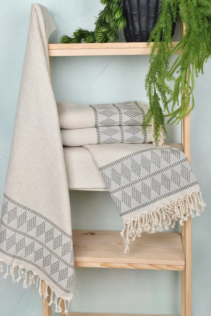 Sand-resistant towel, Beach Theme Bachelorette Party Gifts, Turkish Towel Beach, Absorbent towel, Memorial Gift, 70x36 Linen Kilim Design Towel - 6