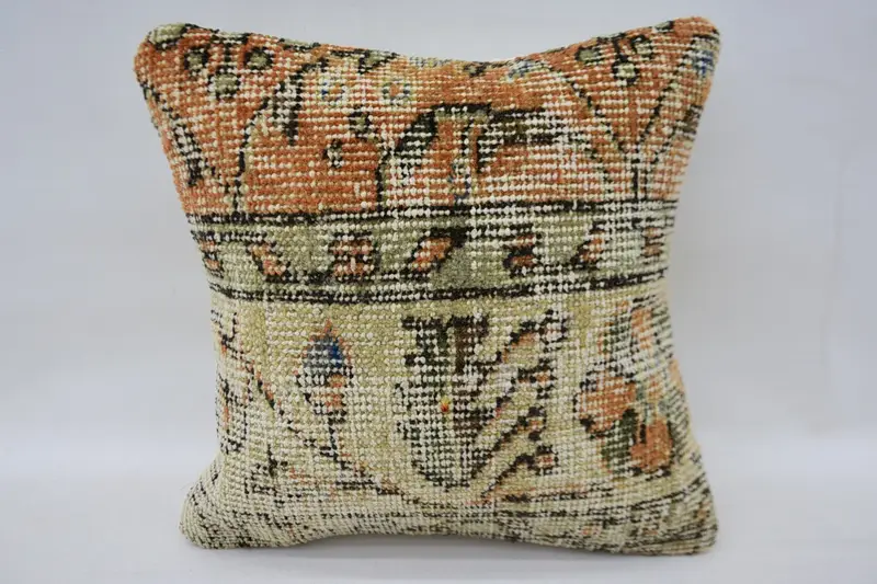 Pillow for Sofa, Cushion Case, Boho Pillow Sham Cover, Pillow for Couch, 12x12 Orange Cushion Cover, Nautical Throw Pillow - 1