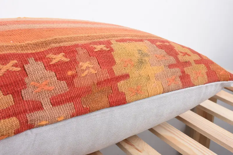 Pillow Sham, Home Decor Pillow, Kilim Cushion Sham, Ethnical Kilim Rug Pillow, Garden Pillow, Ethnic Throw Pillow Sham, 16x36 Red Pillow Case - 7