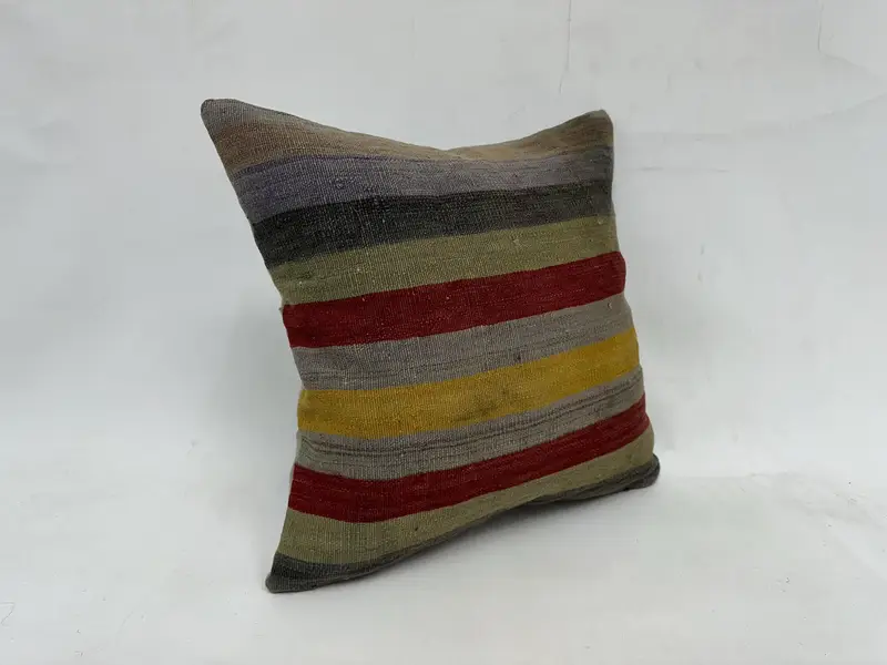 Kilim Pillow Cover, 20x20 Red Pillow Sham, Pillow Case, Turkish Kilim Pillow, Antique Pillows, Bolster Throw Pillow Case, Sofa Bolster Pillow Sham - 3
