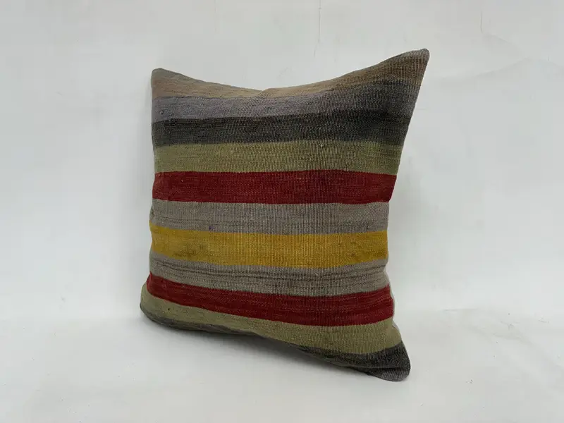 Kilim Pillow Cover, 20x20 Red Pillow Sham, Pillow Case, Turkish Kilim Pillow, Antique Pillows, Bolster Throw Pillow Case, Sofa Bolster Pillow Sham - 4
