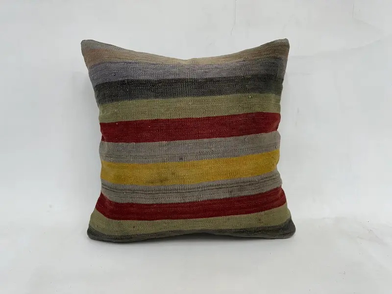 Kilim Pillow Cover, 20x20 Red Pillow Sham, Pillow Case, Turkish Kilim Pillow, Antique Pillows, Bolster Throw Pillow Case, Sofa Bolster Pillow Sham - 1