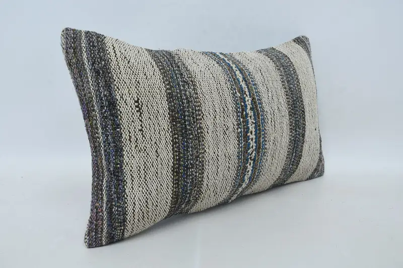12x20 Beige Cushion, Boho Pillow Sham Cover, Pillow for Couch, Cushion Cover, Ethnical Kilim Rug Pillow, Handmade Throw Cushion Case - 3