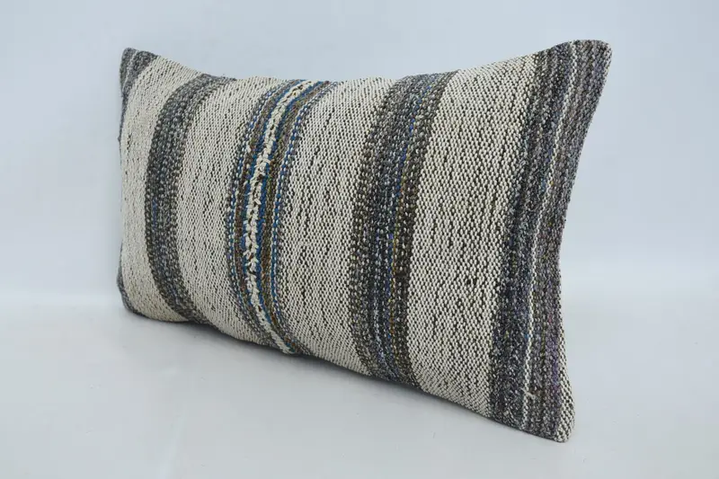 12x20 Beige Cushion, Boho Pillow Sham Cover, Pillow for Couch, Cushion Cover, Ethnical Kilim Rug Pillow, Handmade Throw Cushion Case - 4