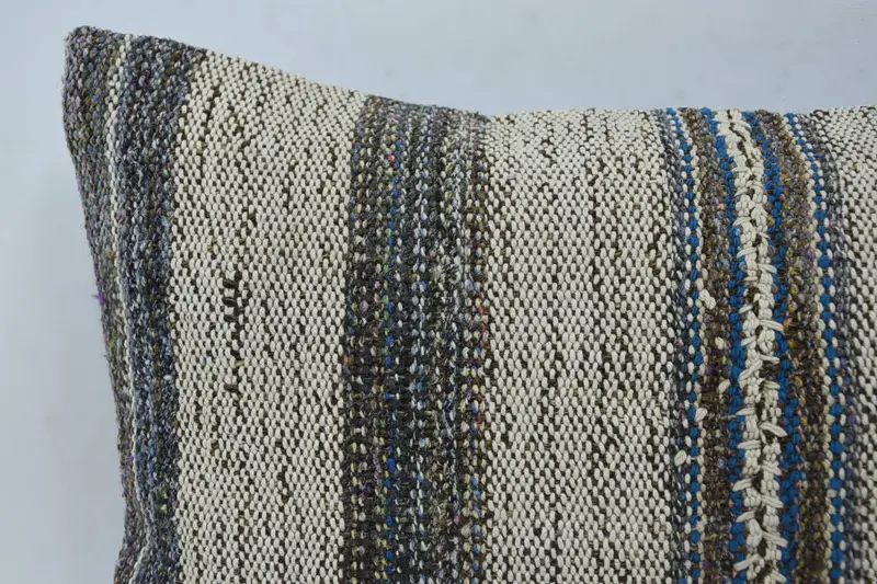 12x20 Beige Cushion, Boho Pillow Sham Cover, Pillow for Couch, Cushion Cover, Ethnical Kilim Rug Pillow, Handmade Throw Cushion Case - 2