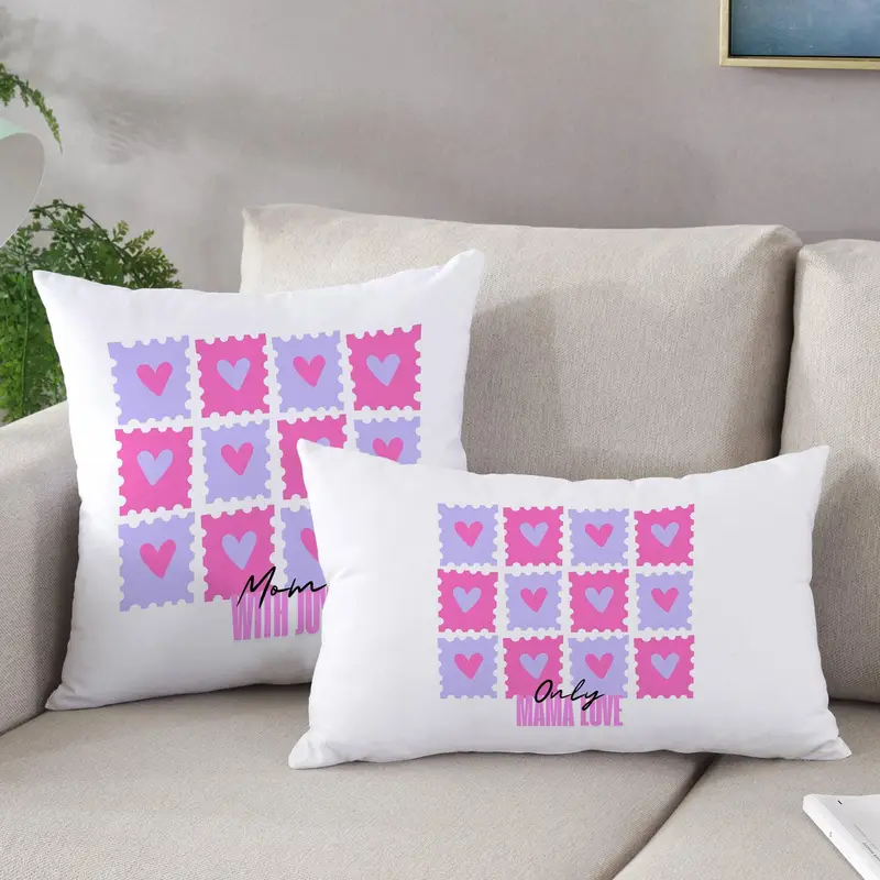 Pink Heart Pattern Throw Pillow, Modern Home Decor, Romantic Bedroom Accent, Mother’s Day Gift - 1