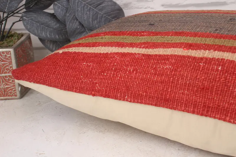 Vintage Kilim Throw Pillow, Pillow for Sofa, 16x24 Red Cushion Case, Pillow Cover, Boho Pillow Sham Cover, Wool Kilim Pillow Pillow Sham - 6