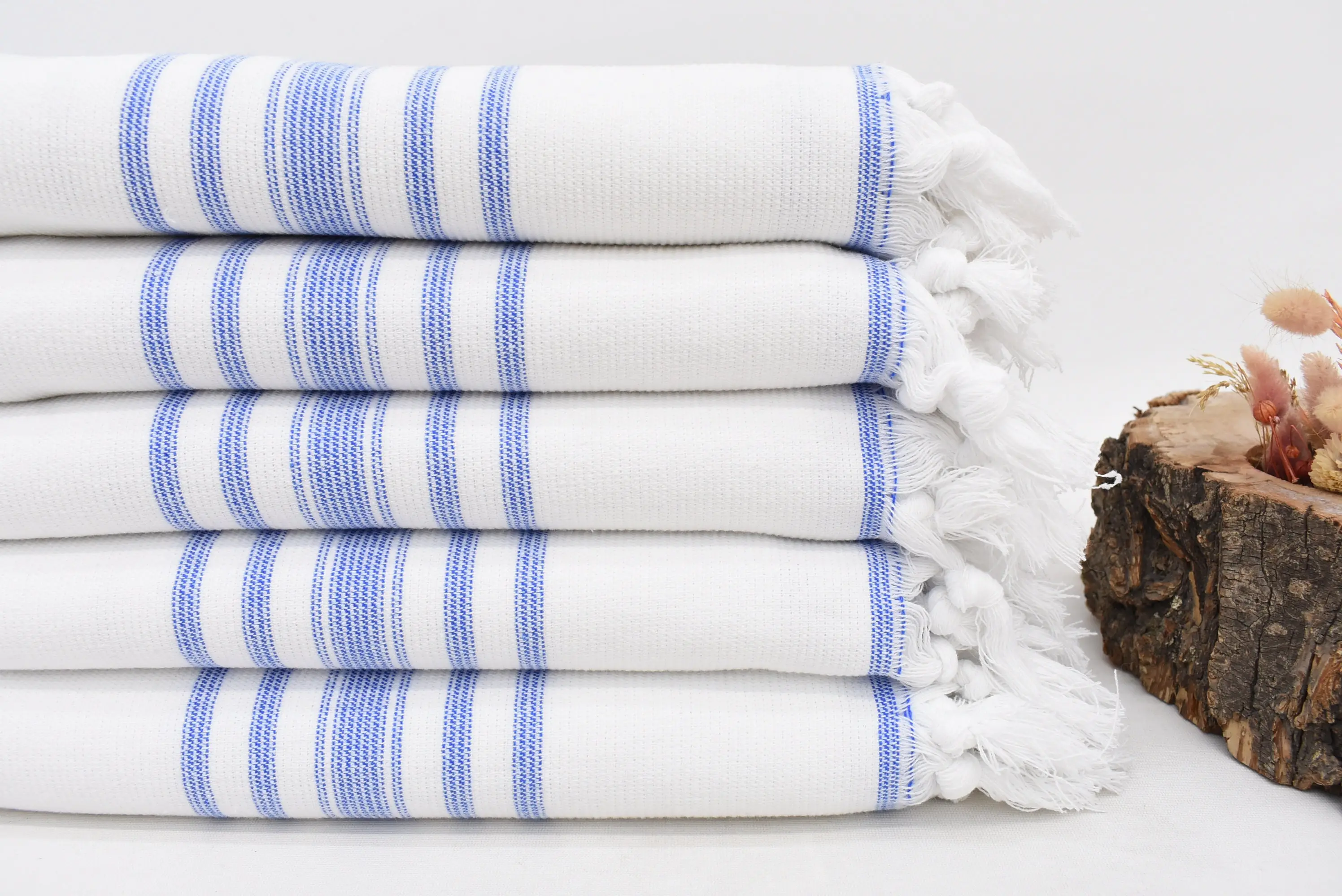 Employee Gifts Custom Beach Towel Blue Stripes, 52x28 Inches - 1