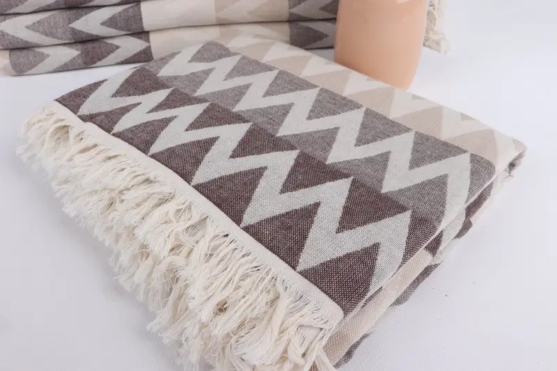 Turkish Towel USA, Sand-Resistant Peshtemal, Fouta towel, Summer Towel, Custom Gift, 70x40 Cotton Zigzag Design Towel, Spa Gift, Decorative Towel - 6