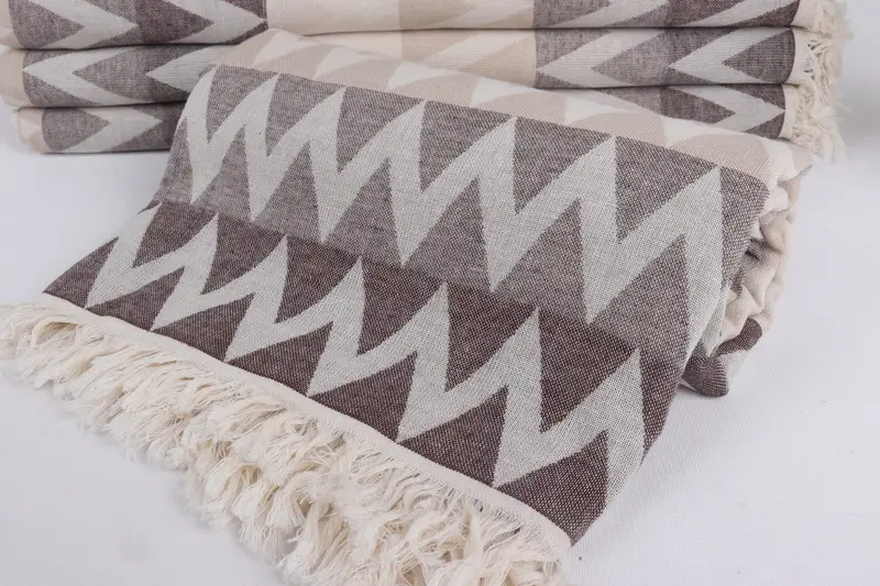 Turkish Towel USA, Sand-Resistant Peshtemal, Fouta towel, Summer Towel, Custom Gift, 70x40 Cotton Zigzag Design Towel, Spa Gift, Decorative Towel - 5