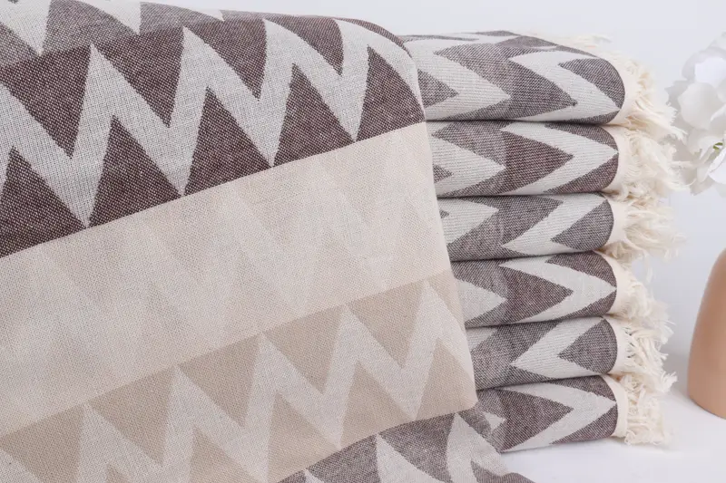 Turkish Towel USA, Sand-Resistant Peshtemal, Fouta towel, Summer Towel, Custom Gift, 70x40 Cotton Zigzag Design Towel, Spa Gift, Decorative Towel - 2