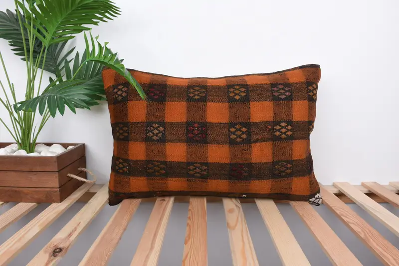 Turkish Rugs Pillow, Turkish Kilim Pillow, Handmade Cushion Case, 16x24 Red Cushion, Boho Pillow, Turkish Pillow, Cushion Case - 1