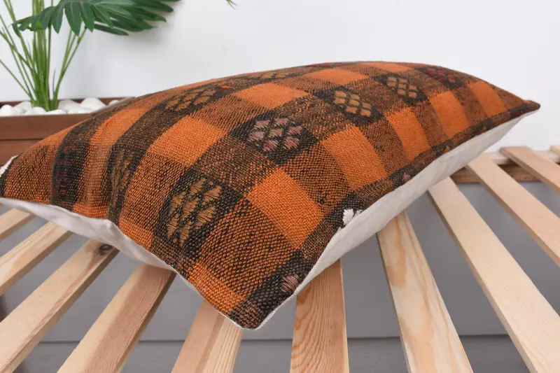 Turkish Rugs Pillow, Turkish Kilim Pillow, Handmade Cushion Case, 16x24 Red Cushion, Boho Pillow, Turkish Pillow, Cushion Case - 6