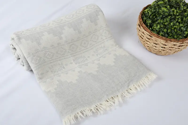 Bachelor Gift, Wedding Favors, Turkish Blanket, 92x80 Cotton Kilim Towel, Throw Blanket, Bachelorette Party Items, Organic Beach Blanket - 4