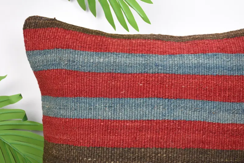 Pillow Sham, Kilim Pillow Cover, Vintage Kilim Throw Pillow, Interior Designer Pillow, 14x14 Red Pillow Case, Armchair Pillow Case - 2