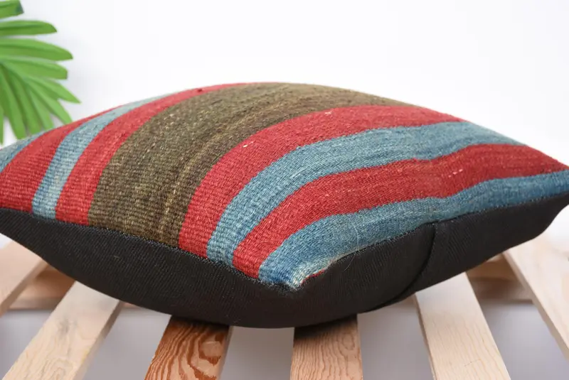 Pillow Sham, Kilim Pillow Cover, Vintage Kilim Throw Pillow, Interior Designer Pillow, 14x14 Red Pillow Case, Armchair Pillow Case - 6