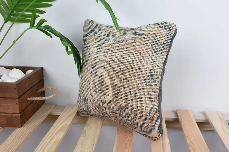 Cushion, Kilim Pillow, 12x12 Blue Pillow Cover, Outdoor Pillow Case, Boho Pillow Sham Cover, Indoor Pillow, Turkish Kilim Pillow - 5