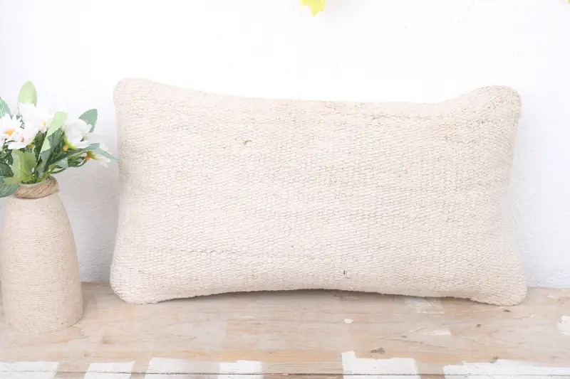 Ethnical Kilim Rug Pillow, Pillow Cover, Ikat Pillow Cover, Antique Pillows, Boho Pillow Sham Cover, 8x16 White Pillow Cover, Boho Throw Pillow Case - 2