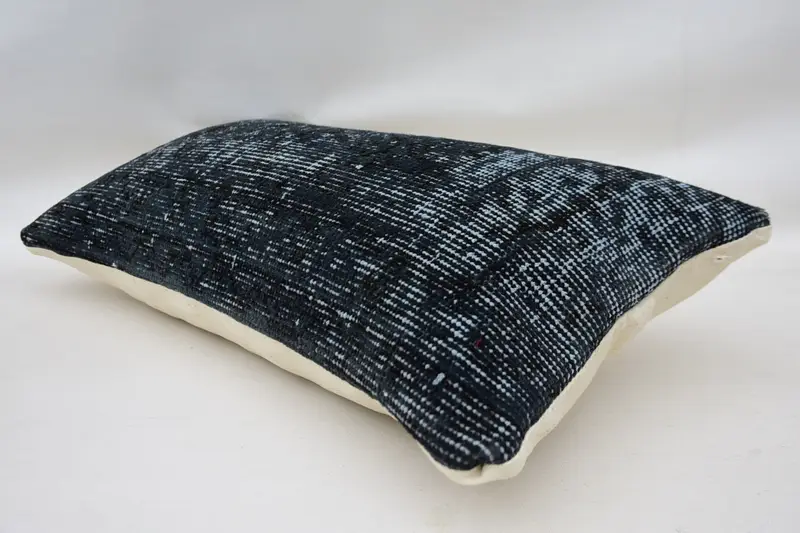 Boho Pillow, Ethnical Kilim Rug Pillow, Cushion Cover, 12x24 Blue Cushion Case, Turkish Pillow, Office Chair Pillow Cover - 6