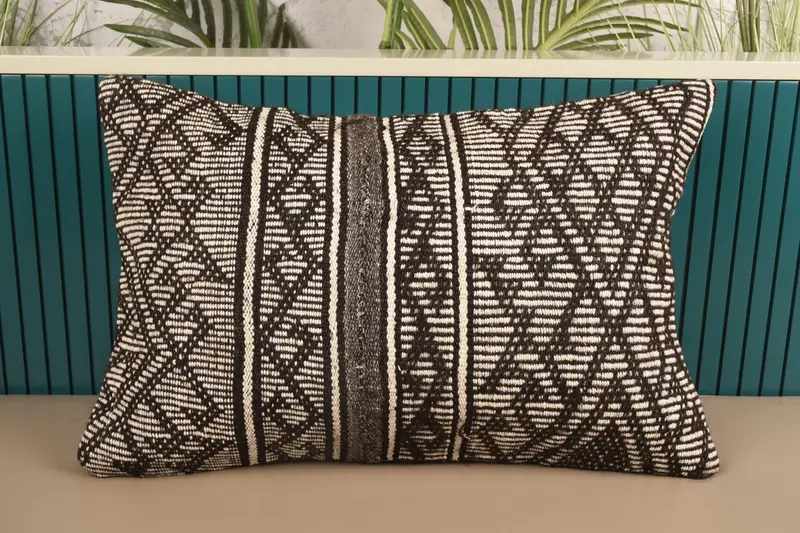 Throw White Cushion Cover, Chair Woven Gift 16x24 inch Cushion - 1