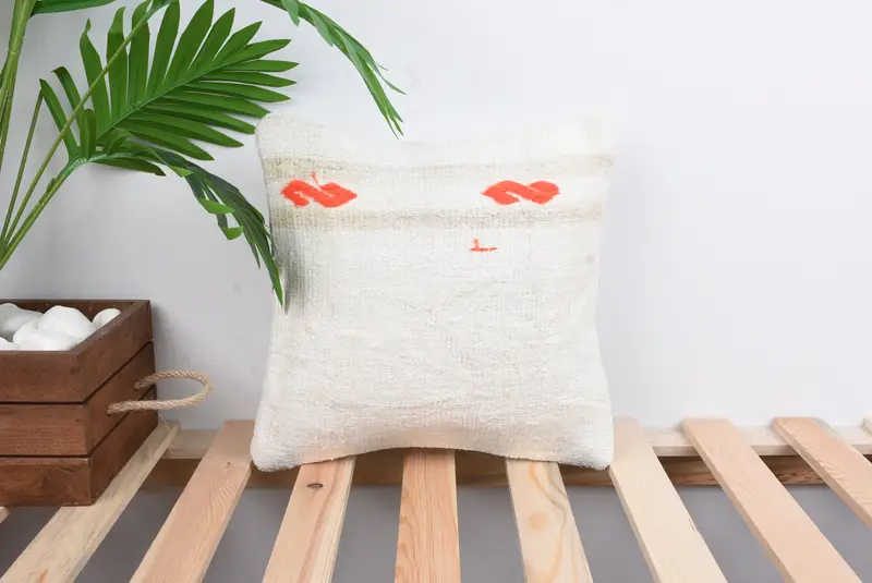 Pillow Cover, Vintage Kilim Pillow, Vintage Kilim Throw Pillow, Pastel Cushion Cover, 12x12 White Pillow Case, Pillow for Couch - 1