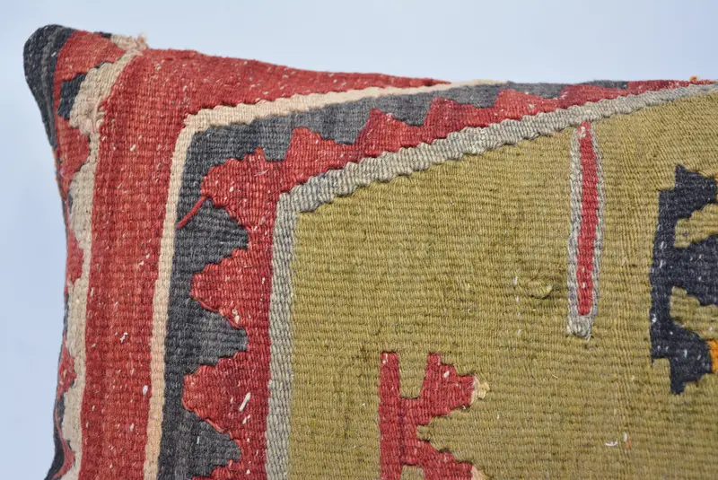 Throw Kilim Pillow, Couch Pillow Sham, Pillow, Interior Designer Pillow, 12x24 Green Cushion Cover, Kilim Pillow Cover, Handmade Throw Pillow - 2