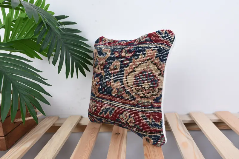 Throw Kilim Pillow, Pillow, Turkish Rugs Pillow Case, Boho Pillow Sham Cover, 12x12 Blue Cushion Case, Kilim Cushion Sham, Seat Cushion Cover - 5
