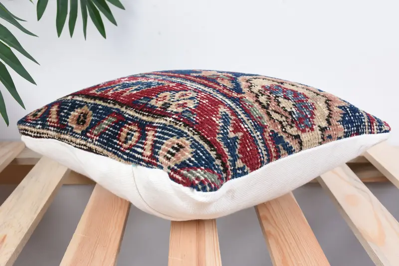 Throw Kilim Pillow, Pillow, Turkish Rugs Pillow Case, Boho Pillow Sham Cover, 12x12 Blue Cushion Case, Kilim Cushion Sham, Seat Cushion Cover - 6