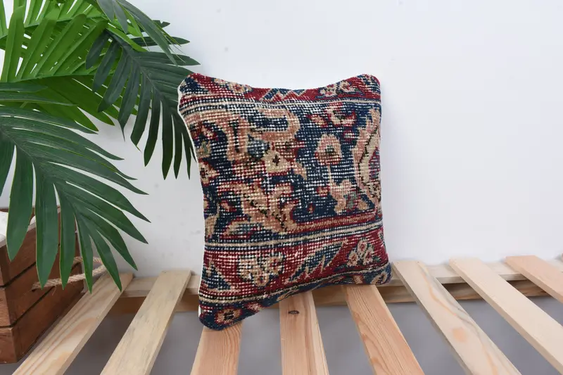 Throw Kilim Pillow, Pillow, Turkish Rugs Pillow Case, Boho Pillow Sham Cover, 12x12 Blue Cushion Case, Kilim Cushion Sham, Seat Cushion Cover - 4