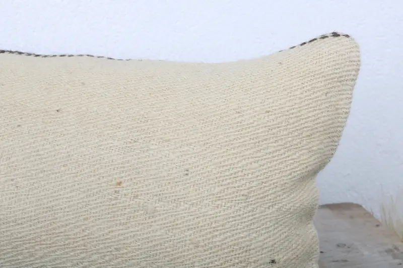 Turkish Kilim Pillow, Pillow Cover, Boho Pillow Sham Cover, Muted Cushion Case, Boho Pillow, Indoor Pillow Case, 12x24 Beige Pillow - 5