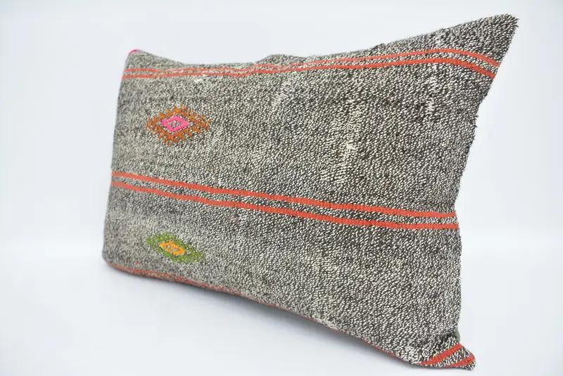 Interior Designer Pillow, Cushion Case, Pillow for Sofa, Handmade Kilim Cushion, Sofa Bolster Pillow, 16x24 Brown Pillow Case - 4
