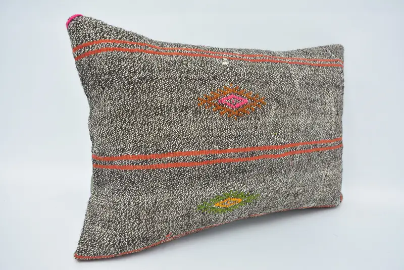 Interior Designer Pillow, Cushion Case, Pillow for Sofa, Handmade Kilim Cushion, Sofa Bolster Pillow, 16x24 Brown Pillow Case - 3
