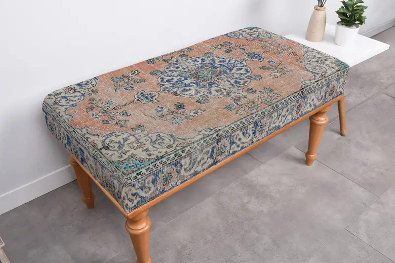 Modular, Kilim-Inspired Ottoman in Pink & Bronze, Sofa Set