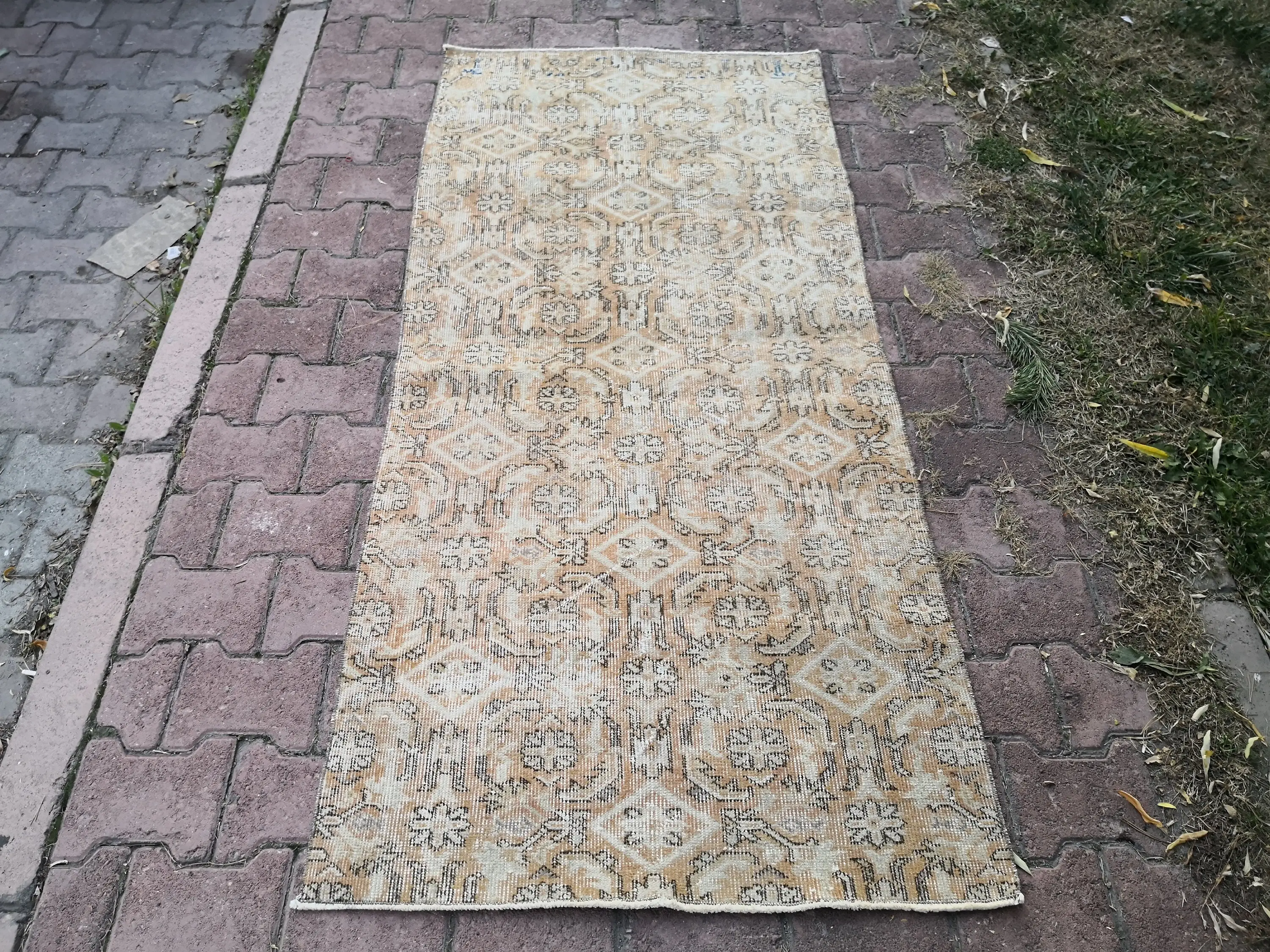 Turkish Vintage Rug, 2.9x6.2 ft Rug, Brown Oriental Rug - 1
