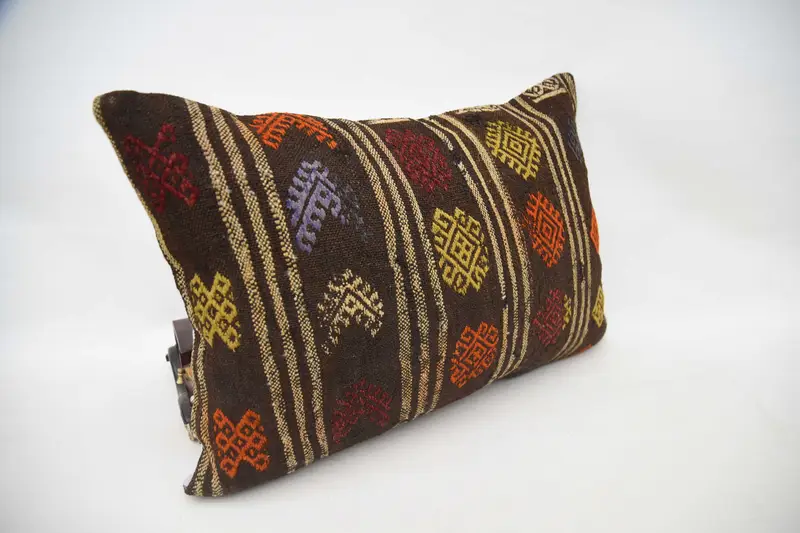 Kilim Pillow Cover, Kilim Cushion Sham, 16x24 Brown Cushion Case, Cushion Case, Vintage Pillow, Nautical Throw Pillow Case - 3