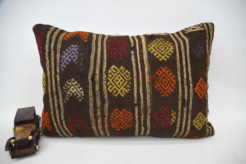 Kilim Pillow Cover, Kilim Cushion Sham, 16x24 Brown Cushion Case, Cushion Case, Vintage Pillow, Nautical Throw Pillow Case - 4