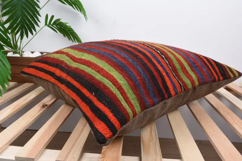 Art Deco Cushion Case, Kilim Pillow, Nautical Throw Cushion Case, Cushion, Turkish Kilim Pillow, Gift Pillow, 24x24 Red Cushion Cover - 6
