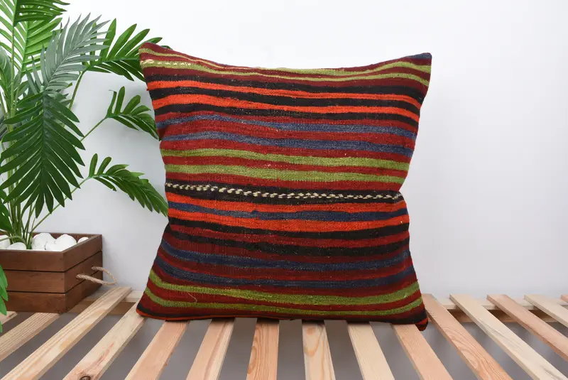 Art Deco Cushion Case, Kilim Pillow, Nautical Throw Cushion Case, Cushion, Turkish Kilim Pillow, Gift Pillow, 24x24 Red Cushion Cover - 1