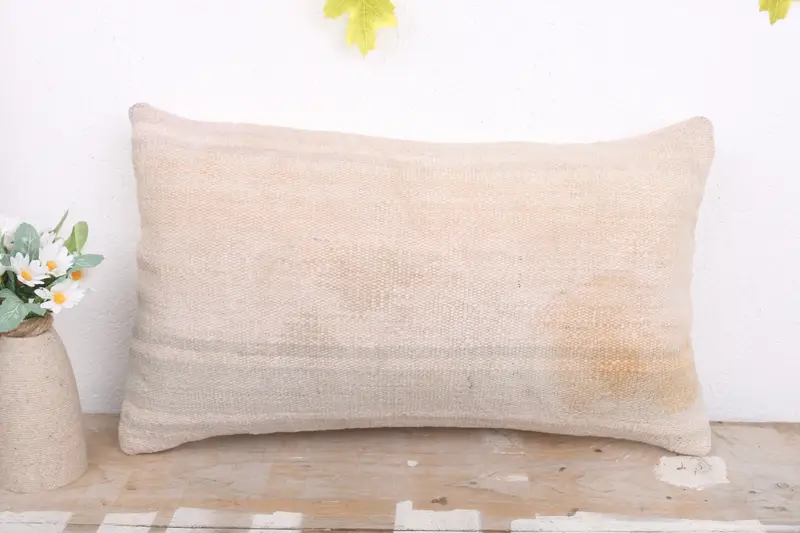 12x20 White Pillow Cover, Interior Designer Pillow, Pillow for Sofa, Pillow Cover, Pastel Pillow Cover, Vintage Pillow, Handmade Cushion Case - 2