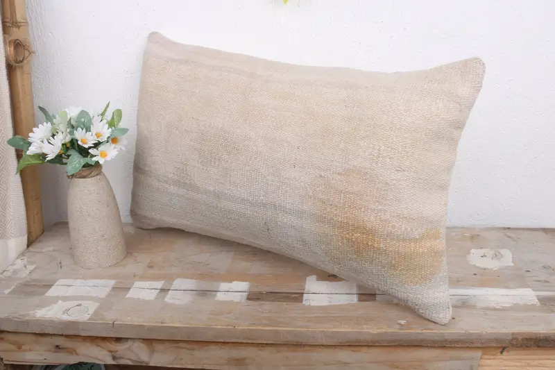 12x20 White Pillow Cover, Interior Designer Pillow, Pillow for Sofa, Pillow Cover, Pastel Pillow Cover, Vintage Pillow, Handmade Cushion Case - 4