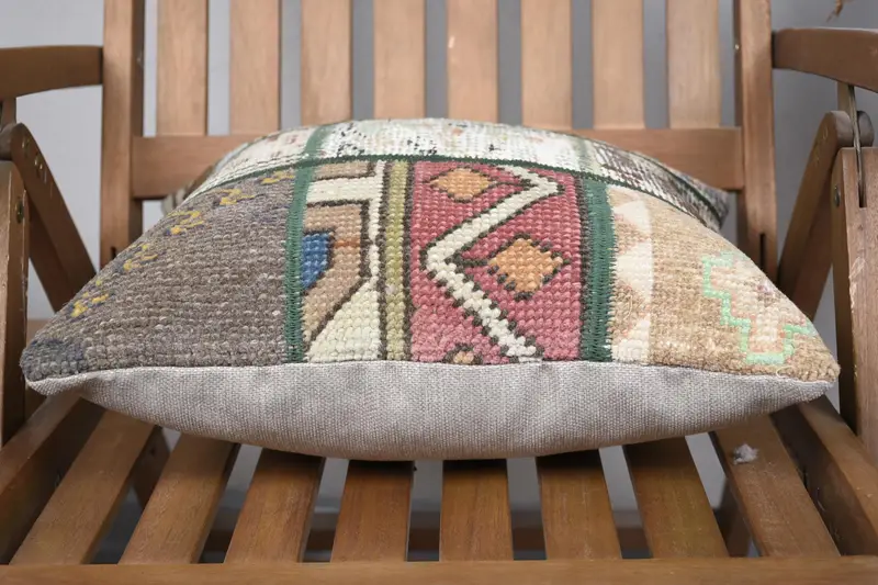 Home Decor Pillow, Accent Throw Pillow Case, Handmade Pillow, Vintage Pillow, Ikat Pillow, 16x16 Green Pillow Case, Pillow Case, Kilim Pillow - 5