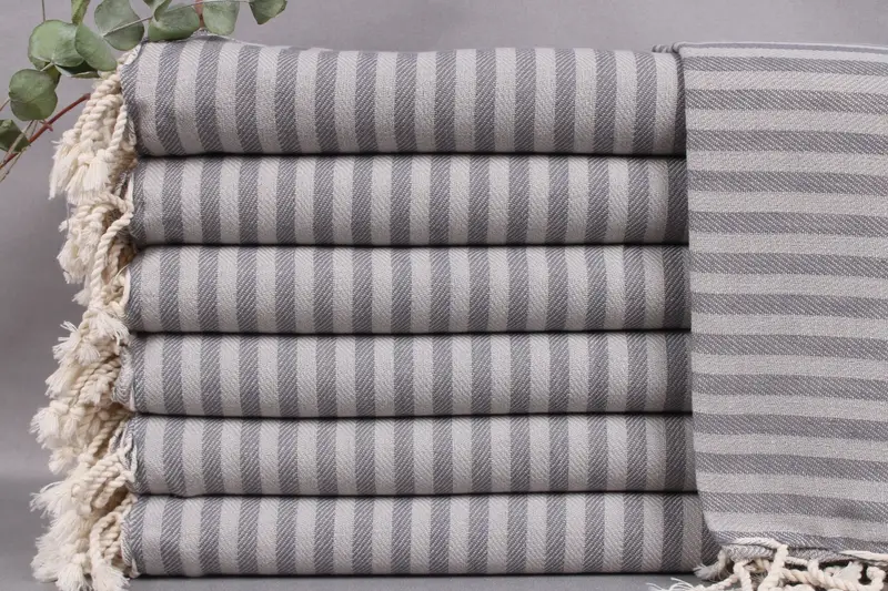 Personalized Beach Towel Turkish Cotton Light Gray-Dark Gray, 40x71 Inches