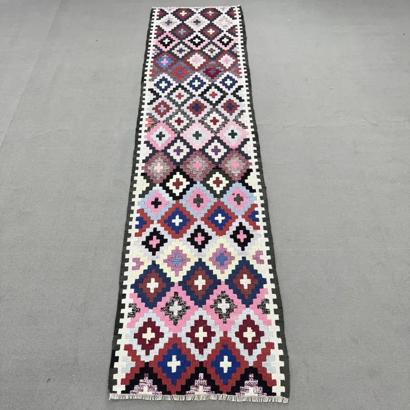 Türk 2.7x11.2 ft Halı, Vintage Runner Halı, Kırmızı Fas Halısı - 1