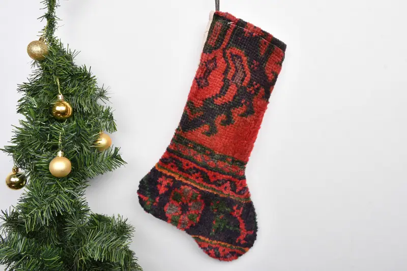 Noel Süsleri Deseni, 7 İnç Geniş Tatil Çorabı