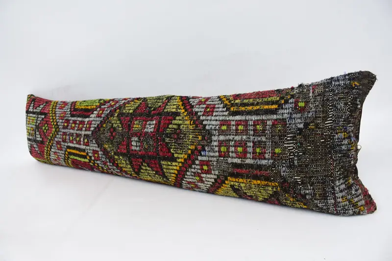 Handmade Throw Pillow, 12x48 Blue Cushion Cover, Kilim Pillow, Square Throw Cushion, Kilim Cushion Sham, Pillow, Vintage Kilim Pillow - 4