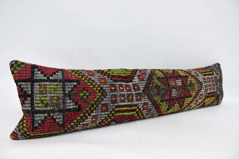 Handmade Throw Pillow, 12x48 Blue Cushion Cover, Kilim Pillow, Square Throw Cushion, Kilim Cushion Sham, Pillow, Vintage Kilim Pillow - 3