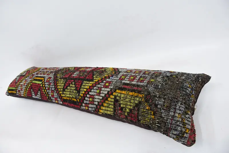 Handmade Throw Pillow, 12x48 Blue Cushion Cover, Kilim Pillow, Square Throw Cushion, Kilim Cushion Sham, Pillow, Vintage Kilim Pillow - 5