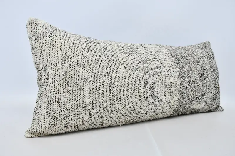 Kilim Cushion Sham, Vintage Pillow, 16x36 Beige Cushion Case, Armchair Pillow, Vintage Kilim Pillow, Retro Pillow Sham, Cushion Case - 4