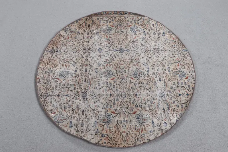 Alfombra Beige y Azul 10x10m Diseño Geométrico a Rayas